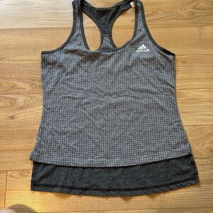 Adidas aero knit cool climate vintage gray polka dot tank top size medium
